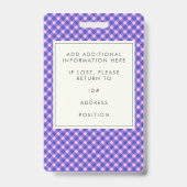 ピンク紫の格子縞の従業員写真ID 企業の バッジ (裏面)