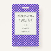 ピンク紫の格子縞の従業員写真ID 企業の バッジ (裏面)