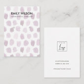 ピンク紫の水彩ドットイヤリング表示ロゴ 名刺 (正面/裏面)