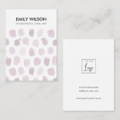 ピンク紫の水彩ドットイヤリング表示ロゴ 名刺 (正面/裏面)