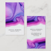 ピンク紫の水彩絵具メイクアップアーティスト 名刺 (正面/裏面)