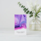 ピンク紫の水彩絵具メイクアップアーティスト 名刺 (スタンド正面)
