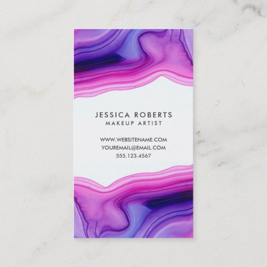 ピンク紫の水彩絵具メイクアップアーティスト 名刺 (裏面)