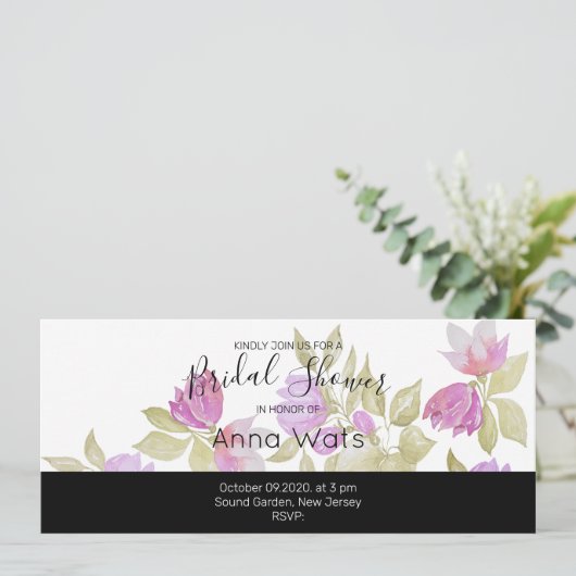 ピンク紫の水色の花の手絵を描形 (スタンド正面)