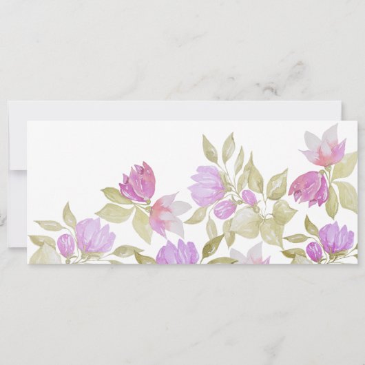 ピンク紫の水色の花の手絵を描形 (裏面)