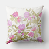 ピンク紫の水色の花の手絵を描形 クッション (裏面)