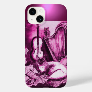 ピンク紫の玉にフクロウを入れたミュージカル猫 Case-Mate iPhone 14ケース