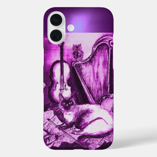 ピンク紫の玉にフクロウを入れたミュージカル猫 Case-Mate iPhoneケース (裏面)