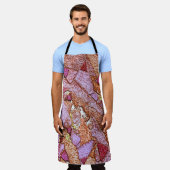 ピンク紫の絵を描火山石のスケッチ エプロン (着用した状態)