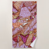 ピンク紫の絵を描火山石のスケッチ ビーチタオル (正面)