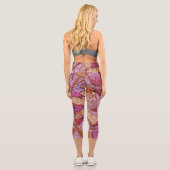 ピンク紫の絵を描火山石のデザイン カプリレギンス (裏面)