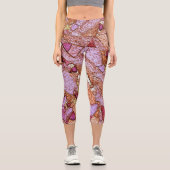 ピンク紫の絵を描火山石のデザイン カプリレギンス (正面)