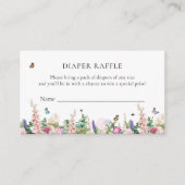 ピンク紫の花と蝶 |おむつラッフル エンクロージャーカード (正面)