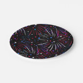 ピンク紫の花火（黒） ペーパープレート (アングル)