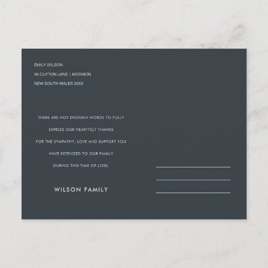 ピンク紫の葉リースメモリアルありがとう インビテーションポストカード (裏面)