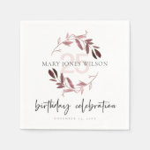 ピンク紫の葉リース任意の年齢25誕生日 スタンダードカクテルナプキン (正面)