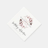 ピンク紫の葉リース任意の年齢25誕生日 スタンダードカクテルナプキン (角)