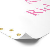 ピンク紫の金ゴールド蝶の赤ちゃんシャワーへようこそ ポスター (角)