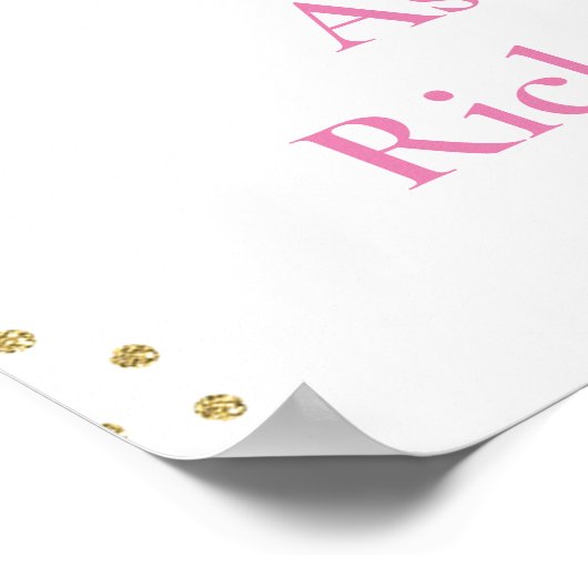 ピンク紫の金ゴールド蝶の赤ちゃんシャワーへようこそ ポスター (角)