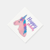 ピンク紫の魔法の馬ユニコーン誕生日パーティー スタンダードカクテルナプキン (角)