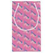 ピンク紫の魔法の馬ユニコーン誕生日パーティー スモールペーパーバッグ (裏面)