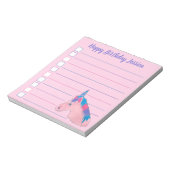 ピンク紫の魔法の馬ユニコーン誕生日パーティー ノートパッド (回転)