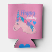 ピンク紫の魔法の馬ユニコーン誕生日パーティー 缶クーラー (正面)