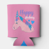 ピンク紫の魔法の馬ユニコーン誕生日パーティー 缶クーラー (裏面)