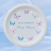 ピンク紫ほこりっぽいブルーバタフライベビーシャワー ペーパープレート