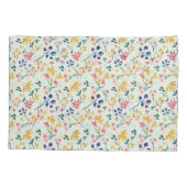 ピンク紫イエローグリーン花エレガント柄 枕カバー (裏面)