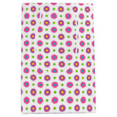 ピンク紫イエローブルーイースターの花 ミディアムペーパーバッグ (正面)