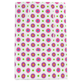 ピンク紫イエローブルーイースターの花 ミディアムペーパーバッグ