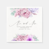 ピンク紫エレガントの花植物学夫妻 スタンダードカクテルナプキン (正面)