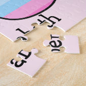 ピンク紫グラデーションのストライプハート2nd誕生日 ジグソーパズル (側面)