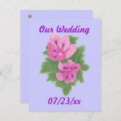 ピンク紫ゲラニウムフラワーズ結婚式招待状 招待状 (正面/裏面)