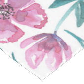 ピンク紫ティール（緑がかった色）水彩花模様 テーブルクロス (アングル)