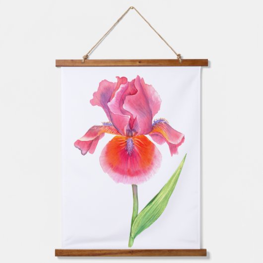 ピンク紫ブルーアイリス花フローラ水色 吊り下げ型タペストリー (正面2)