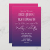 ピンク紫モダンのグラデーション結婚式招待状 招待状 (正面/裏面)