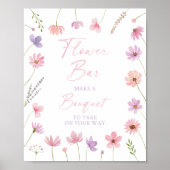 ピンク紫ワイルドフラワーフラワーバー標識 ポスター (正面)