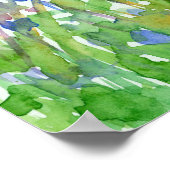 ピンク紫ワイルドフラワー牧草地の水色 ポスター (角)