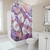 ピンク紫色のかわいい蘭の花の水色 シャワーカーテン (インサイチュ)