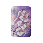 ピンク紫色のかわいい蘭の花の水色 バスマット (正面縦)