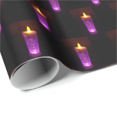 ピンク紫色のキャンドルろうそくライトディワリクリスマス ラッピングペーパー (ロールコーナー)