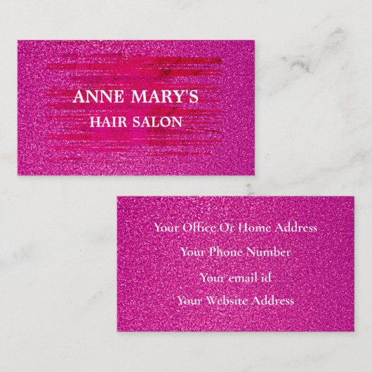 ピンク紫色のキラキラ抽象色鮮やかなヘアサロン 名刺 (正面/裏面)