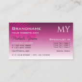ピンク紫色のグラデーションとパームの葉(モノグラム) 名刺 (裏面)