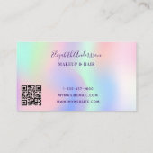 ピンク紫色のグリッターメイクアップヘアqrコード 名刺 (裏面)