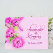 ピンク紫色のハイビスカスフラワー結婚式招待状 招待状 (スタンド正面)