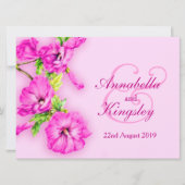 ピンク紫色のハイビスカスフラワー結婚式招待状 招待状 (正面)