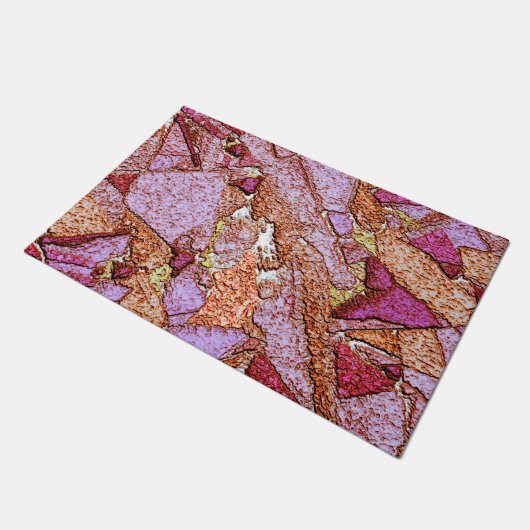 ピンク紫色のペイントを施した溶岩石のスケッチ ドアマット (アングル)