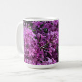 ピンク紫色のライラックロマンチックなピンクのフローラ写真 コーヒーマグカップ (正面左)